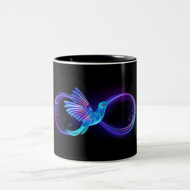 Neon Ofinity Symbol med glowing Hummingbird Två-Tonad Mugg (Center)