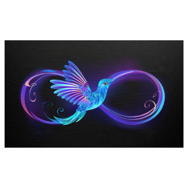 Neon Ofinity Symbol med glowing Hummingbird Tyg (Yard)