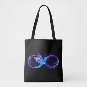 Neon Ofinity Symbol med glowing Hummingbird Tygkasse
