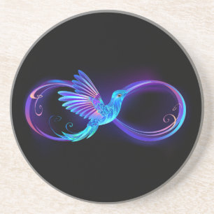 Neon Ofinity Symbol med glowing Hummingbird Underlägg