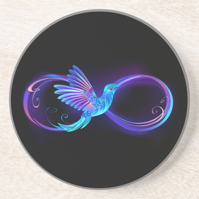 Neon Ofinity Symbol med glowing Hummingbird Underlägg (Framsidan)
