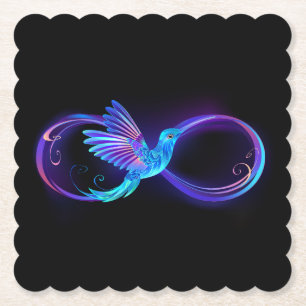 Neon Ofinity Symbol med glowing Hummingbird Underlägg Papper