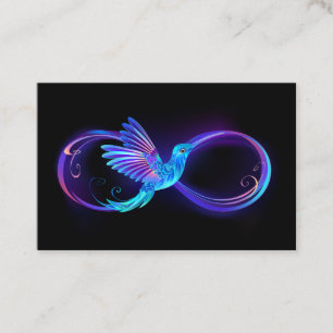 Neon Ofinity Symbol med glowing Hummingbird Visitkort