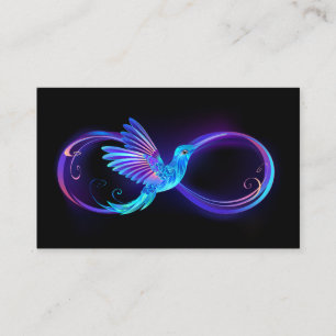 Neon Ofinity Symbol med glowing Hummingbird Visitkort