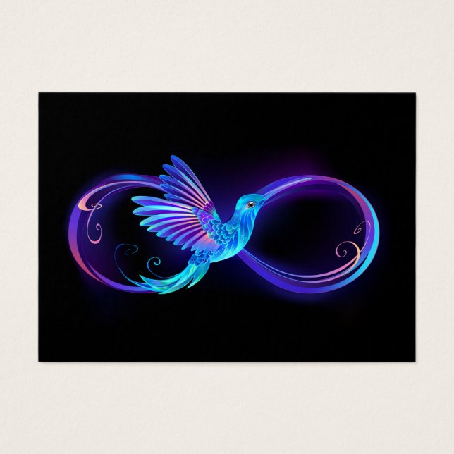 Neon Ofinity Symbol med glowing Hummingbird Visitkort (Framsidan)