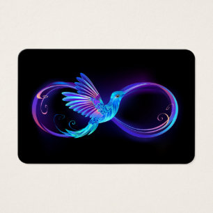 Neon Ofinity Symbol med glowing Hummingbird Visitkort