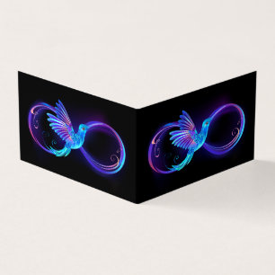 Neon Ofinity Symbol med glowing Hummingbird Visitkort