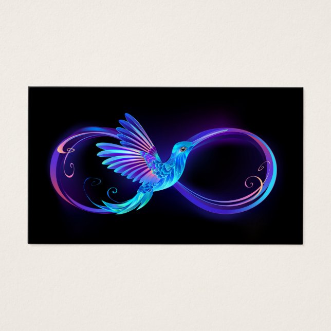 Neon Ofinity Symbol med glowing Hummingbird Visitkort (Framsidan)