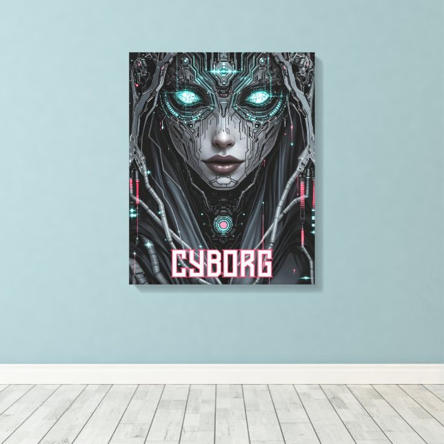 Neon Oracle Cyborg Canvastryck (Insitu (trägolv))