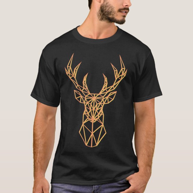 Neon Orange Deer Head -  Polygon Antlers Classic T T Shirt (Framsida)