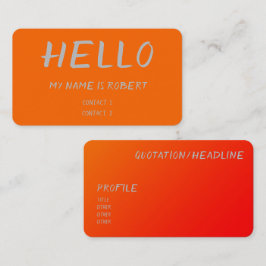 neon orange -  Hej  visitkort