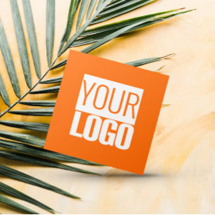 Neon orange - lägg till din logotyp fyrkantigt visitkort