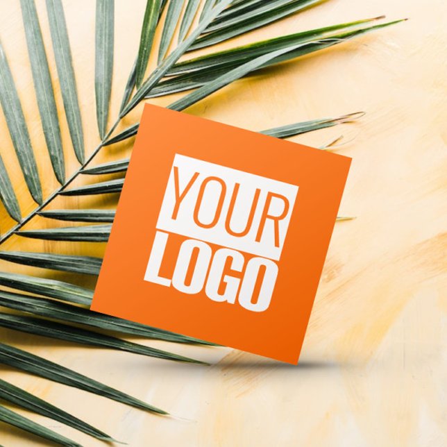 Neon orange - lägg till din logotyp fyrkantigt visitkort (Skapare uppladdad)