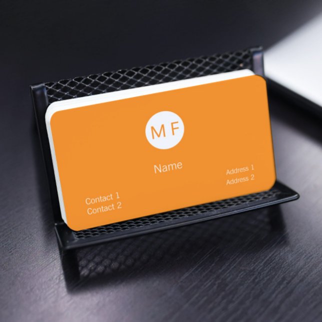 neon orange  monogram visitkort (Skapare uppladdad)