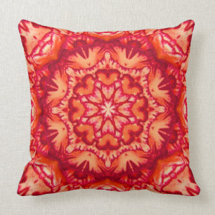 Neon Orange och Burgundy Victorian Blommigt Kudde