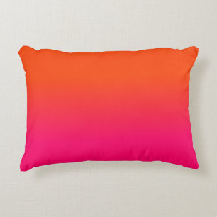 Neon Orange och Neon Rosa Ombre Skugga Färg Tona Prydnadskudde