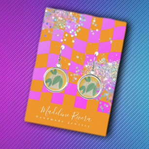 Neon orange rosa örhänge display-kort