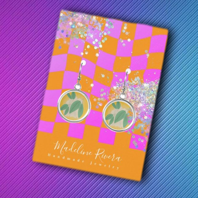 Neon orange rosa örhänge display-kort (Skapare uppladdad)