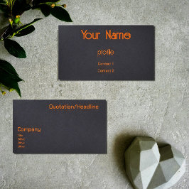 neon orange & svart visitkort