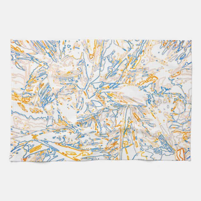 Neon Orange Yellow Blue Curvy Line Pattern -COOL Kökshandduk (Horisontell)