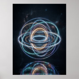Neon Orbitala Ringar Abstrakt Rymd Poster