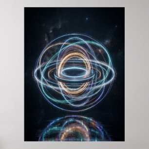 Neon Orbitala Ringar Abstrakt Rymd Poster
