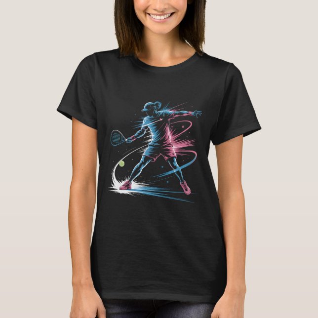 Neon Padel Player T-Shirt, Retro 80s Padel Tennis  T Shirt (Framsida)