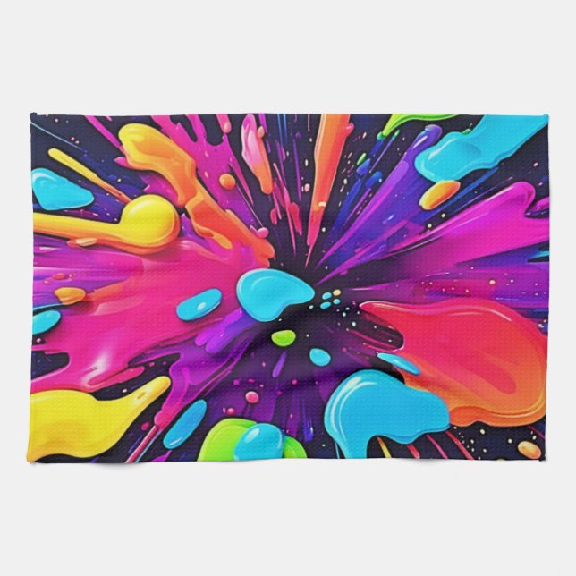 Neon Paint Burst Art Kökshandduk (Horisontell)