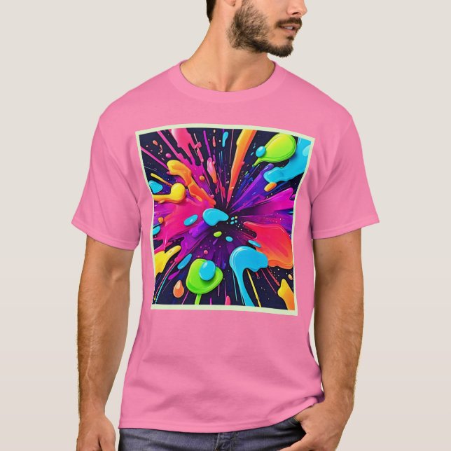 Neon Paint Burst Art T Shirt (Framsida)