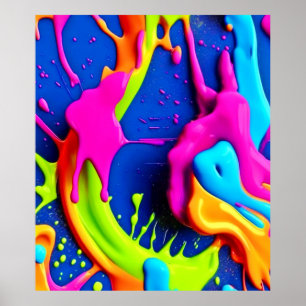 Neon Paint Drift Art Poster