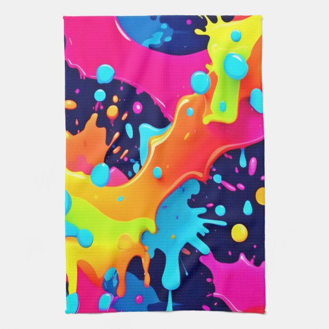 Neon Paint Explosion Kökshandduk (Vertikal)