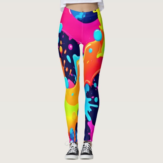 Neon Paint Explosion Leggings (Framsida)