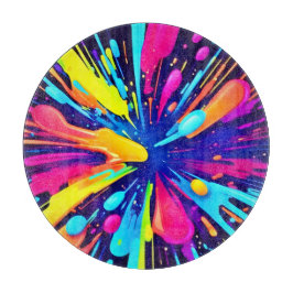 Neon Paint Explosion på Mörken Canvas