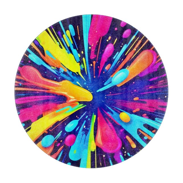 Neon Paint Explosion på Mörken Canvas (Framsidan)