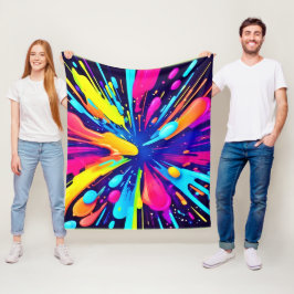 Neon Paint Explosion på Mörken Canvas Fleecefilt