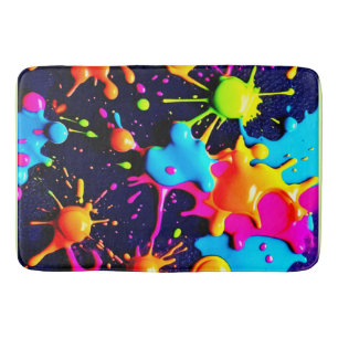 Neon Paint Splatter Abstrakt Art Badrumsmatta