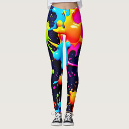 Neon Paint Splatter Abstrakt Art Leggings