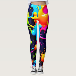 Neon Paint Splatter Abstrakt Art Leggings