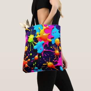 Neon Paint Splatter Abstrakt Art Tygkasse