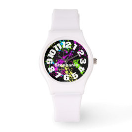 Neon Paint Splatter Armbandsur