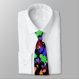 Neon Paint Splatter Black Slips
