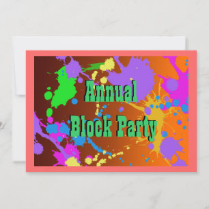 Neon Paint Splatter, Blockgruppsinbjudan Inbjudningar