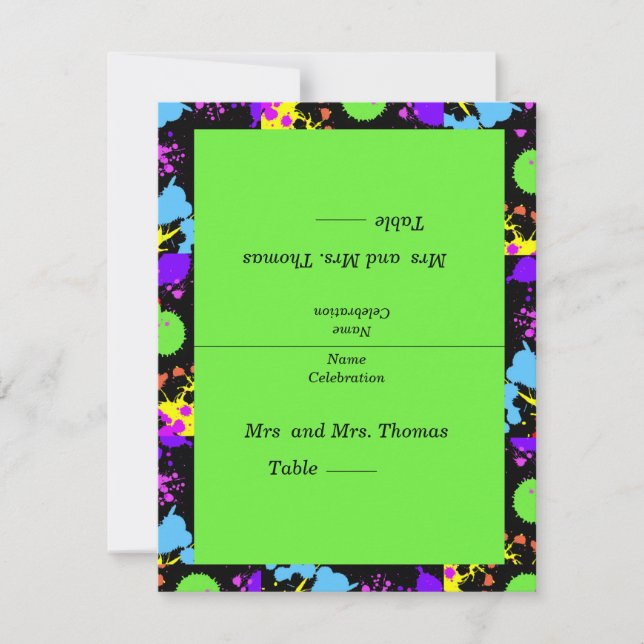 Neon Paint Splatter Bord, eskort Cards Inbjudningar (Framsida)