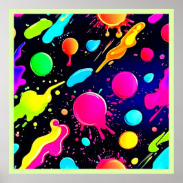 Neon Paint Splatter Design Poster