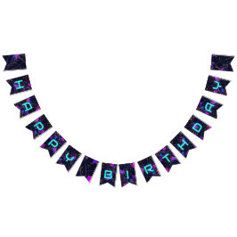 Neon Paint Splatter Grattis på födelsedagen Vimplar