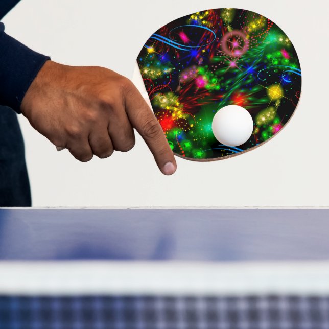 Neon Paint Splatter Ljus Swirls Stars Pingisracket (Insitu)