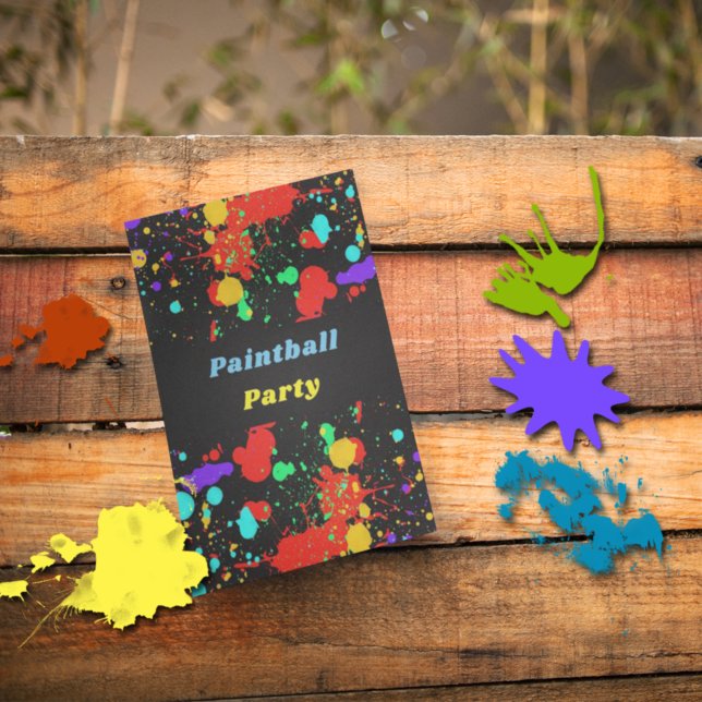 Neon Paint Splatter, Paintball Party-inbjudan Inbjudningar (Skapare uppladdad)