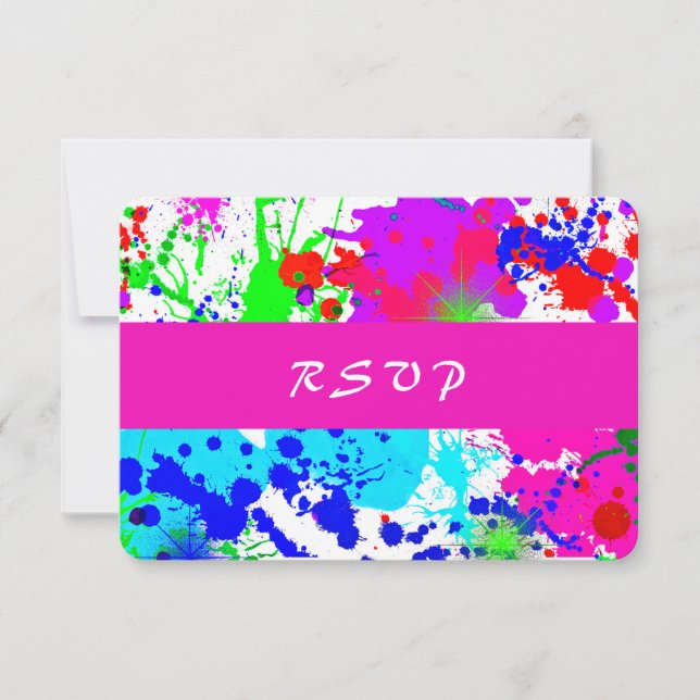 Neon Paint Splatter, responskort OSA Kort (Framsida)