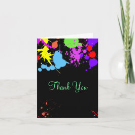 Neon Paint Splatter, Tack, Anpassningsbar Tack Kort