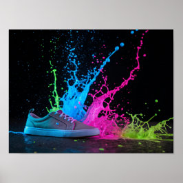 Neon Paint Stänk på en Sneaker Poster